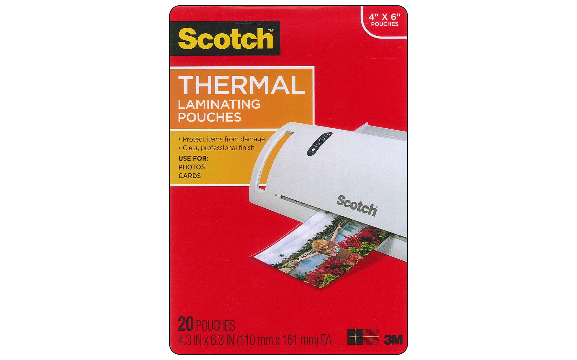 Scotch Thermal Laminating Pouch Photo 4x6 20pc eBay