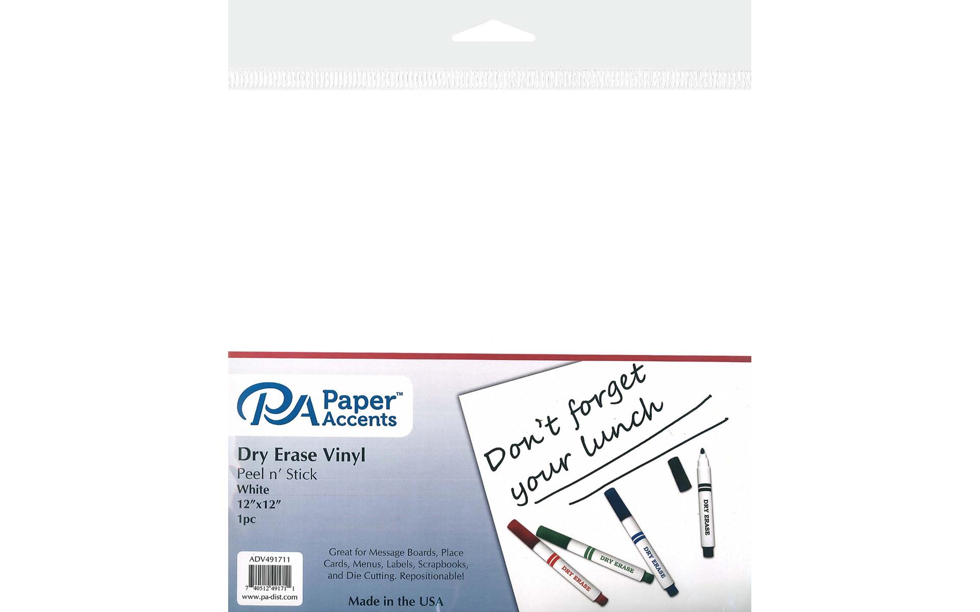 Vinyl 12x12 Removable Adh Dry Erase White 1pc