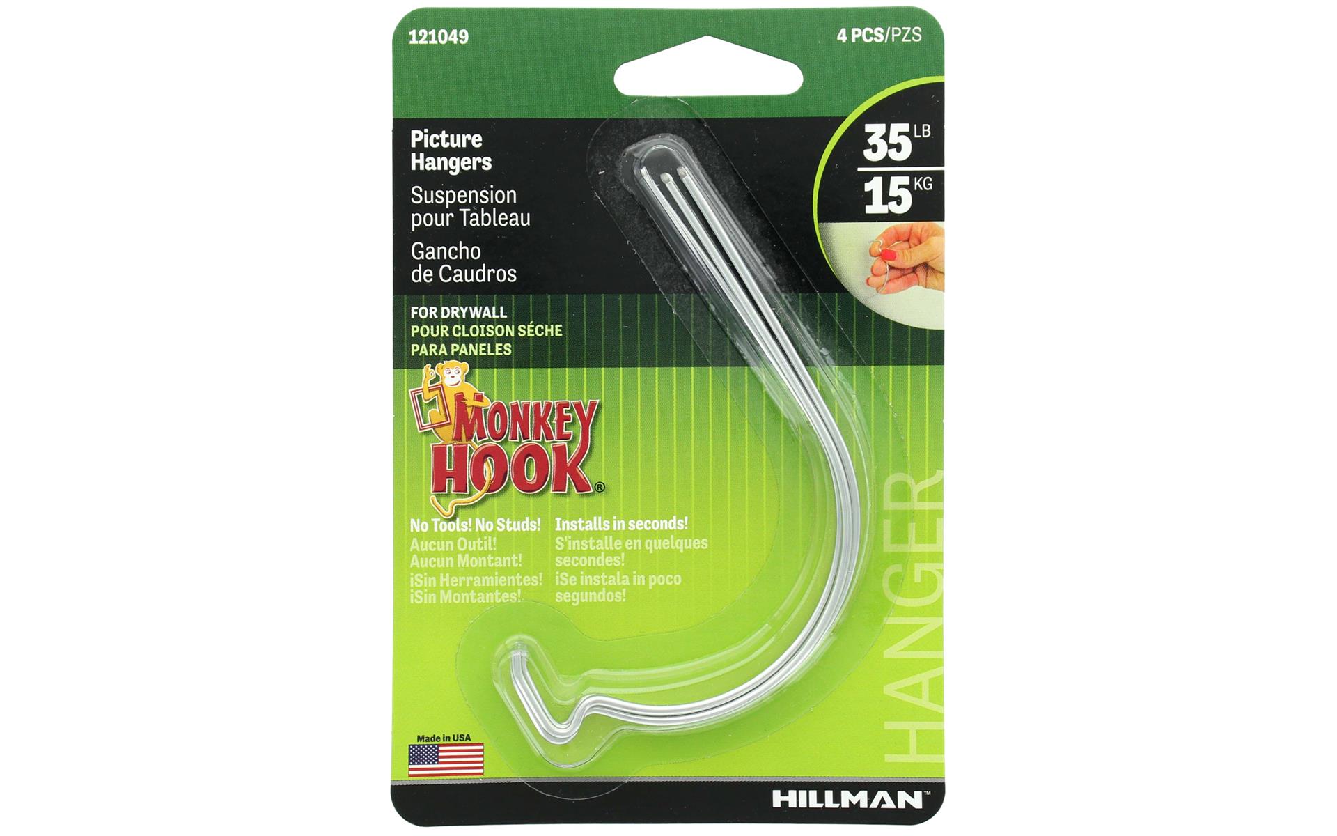 Hillman Picture Hanger 35lb Monkey Hook 4pc eBay